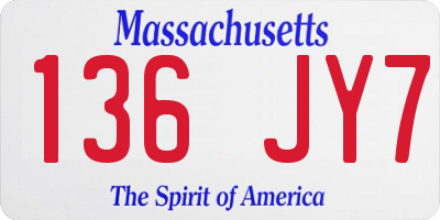 MA license plate 136JY7