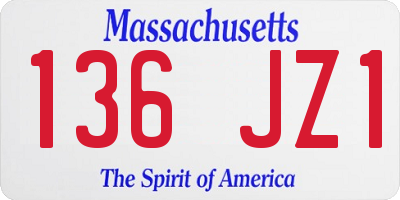MA license plate 136JZ1