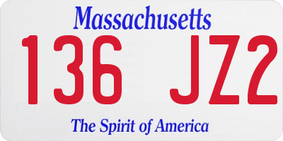 MA license plate 136JZ2