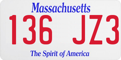 MA license plate 136JZ3