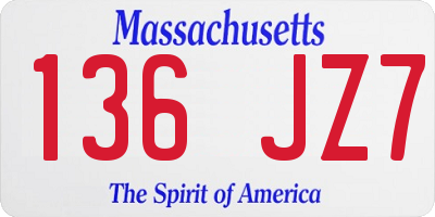 MA license plate 136JZ7