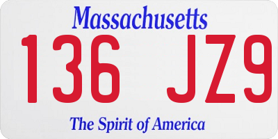 MA license plate 136JZ9