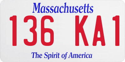 MA license plate 136KA1