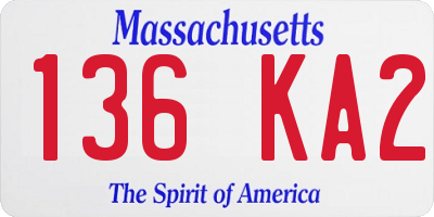 MA license plate 136KA2