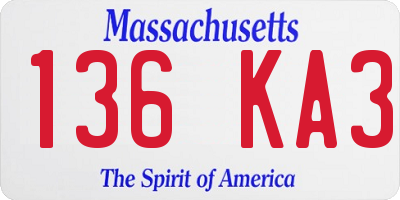 MA license plate 136KA3