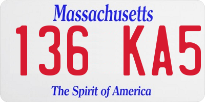 MA license plate 136KA5