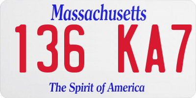 MA license plate 136KA7