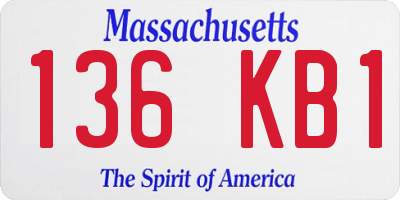MA license plate 136KB1
