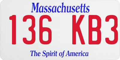 MA license plate 136KB3