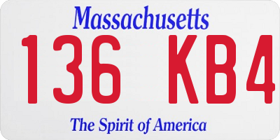 MA license plate 136KB4