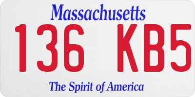 MA license plate 136KB5