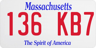 MA license plate 136KB7