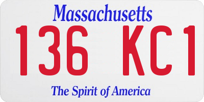 MA license plate 136KC1