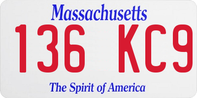 MA license plate 136KC9