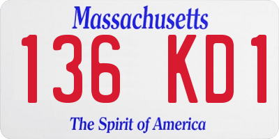 MA license plate 136KD1