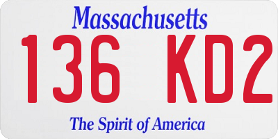 MA license plate 136KD2