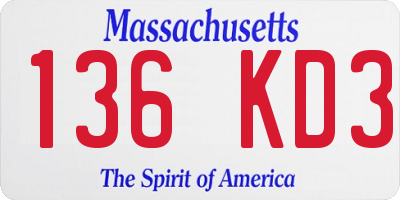MA license plate 136KD3
