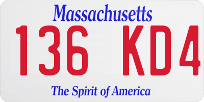 MA license plate 136KD4