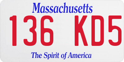 MA license plate 136KD5