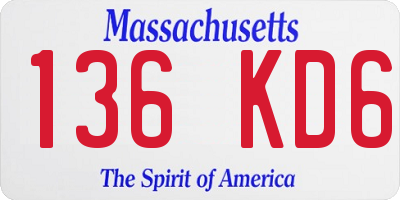 MA license plate 136KD6