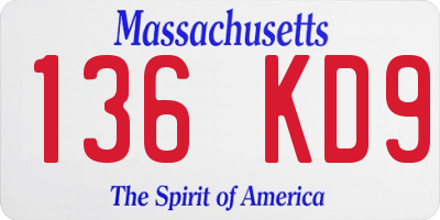 MA license plate 136KD9