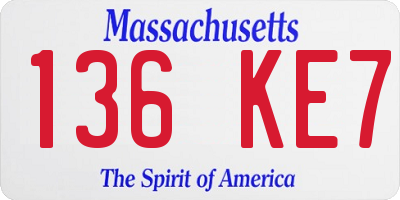 MA license plate 136KE7