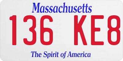 MA license plate 136KE8