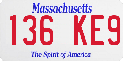 MA license plate 136KE9