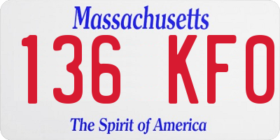 MA license plate 136KF0