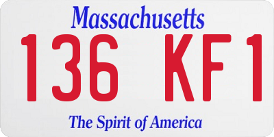MA license plate 136KF1