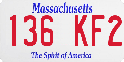 MA license plate 136KF2