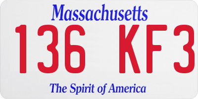 MA license plate 136KF3