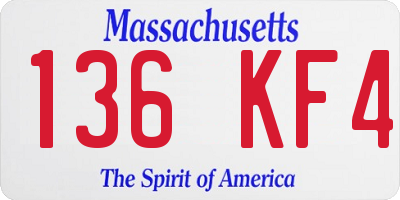 MA license plate 136KF4