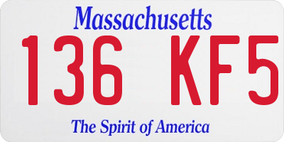 MA license plate 136KF5