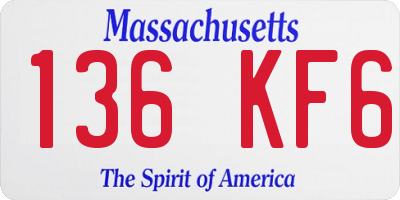 MA license plate 136KF6