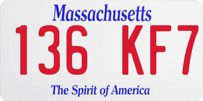 MA license plate 136KF7