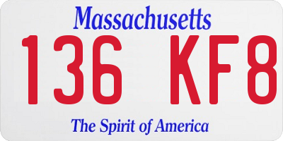 MA license plate 136KF8