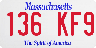 MA license plate 136KF9