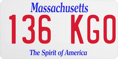 MA license plate 136KG0