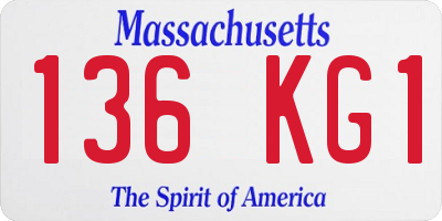 MA license plate 136KG1