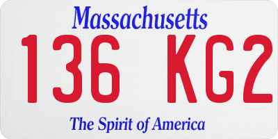 MA license plate 136KG2