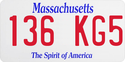 MA license plate 136KG5