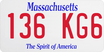 MA license plate 136KG6