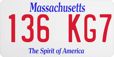 MA license plate 136KG7