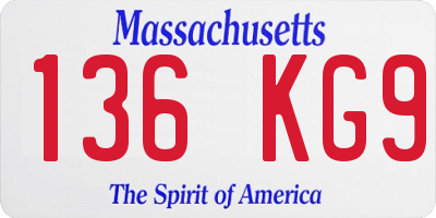 MA license plate 136KG9
