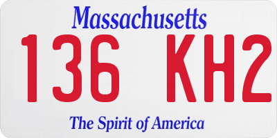 MA license plate 136KH2