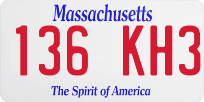 MA license plate 136KH3