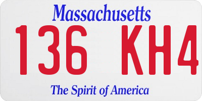 MA license plate 136KH4