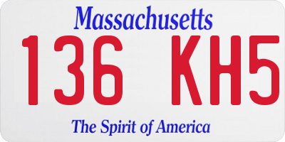 MA license plate 136KH5
