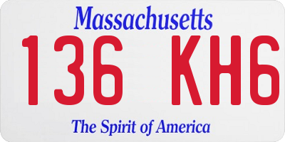 MA license plate 136KH6